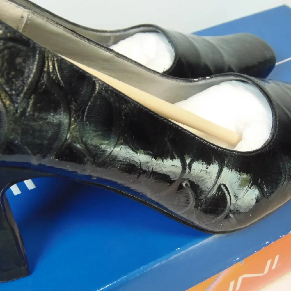 Bellini Rhonda‎ Women's 7M Faux Croc Black Gray Sleek Pump BossBabe Powerhouse